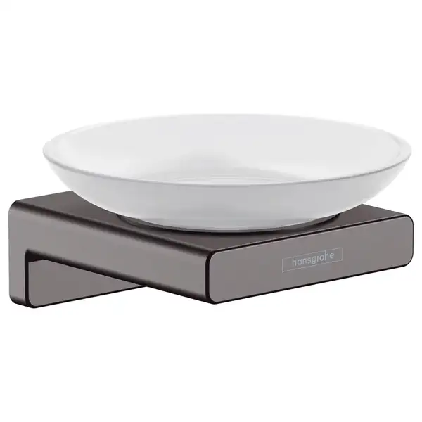 Мыльница подвесная Hansgrohe AddStoris, чёрный матовый хром/стекло матовое (41746340) фото 1 Aquada.com.ua