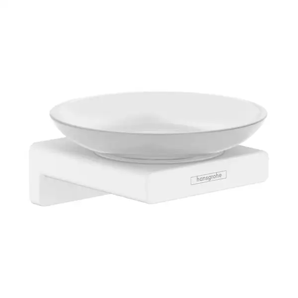 Мыльница подвесная Hansgrohe AddStoris, белый матовый/стекло матовое (41746700) фото 1 Aquada.com.ua
