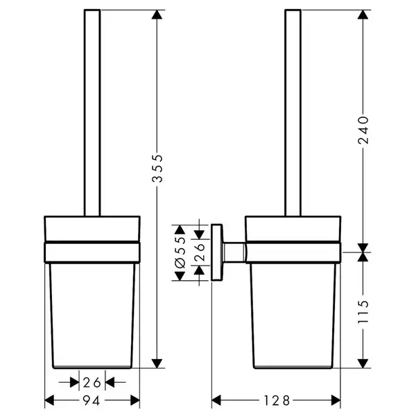 Набор аксессуаров 3-в-1 Hansgrohe Logis (цвет - хром/стекло матовое, белое) (10002119) фото 7 Aquada.com.ua