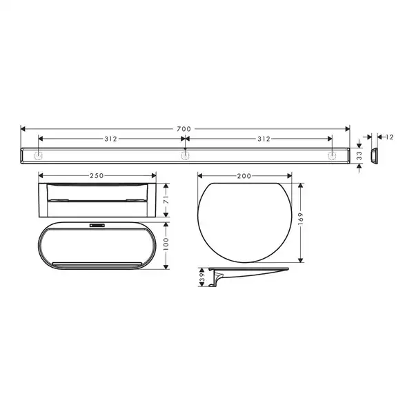 Комплект аксесуарів Hansgrohe WallStoris 2в1, Matt White (27966700)