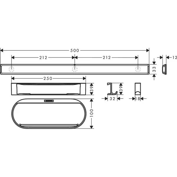 Комплект аксесуарів Hansgrohe WallStoris 4в1, Matt Black (27968670)
