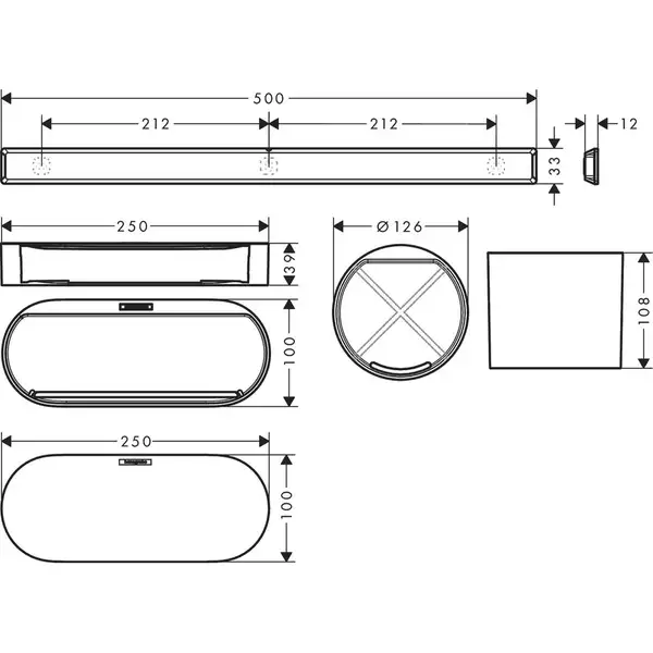Комплект аксесуарів Hansgrohe WallStoris 4в1, Matt White (27968700)