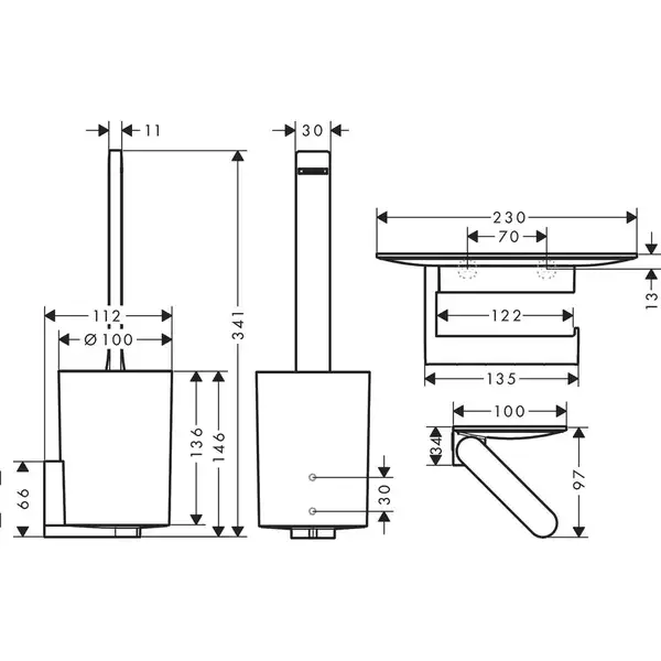 Комплект аксесуарів Hansgrohe WallStoris 2в1, Matt White (27969700)