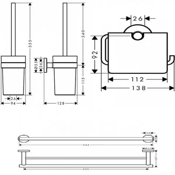 Набір аксесуарів 3 в 1, Hansgrohe Logis Universal, хром (41727000)