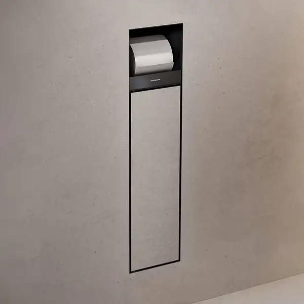 Вбудований тримач для йоржика та туалетного паперу Hansgrohe XtraStoris Rock, колір - Matt Black  56062670