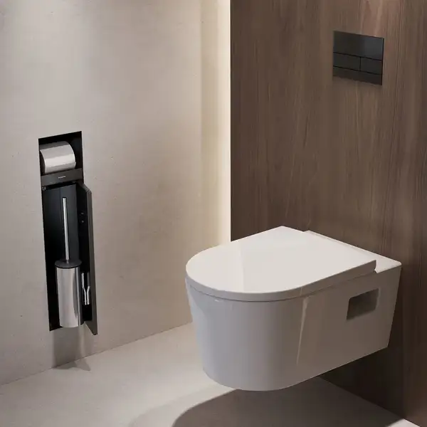 Вбудований тримач для йоржика та туалетного паперу Hansgrohe XtraStoris Rock, колір - Matt Black  56062670