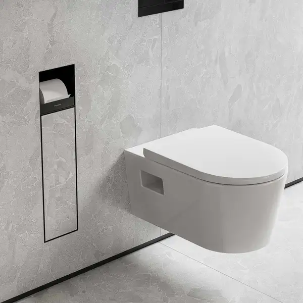 Вбудований тримач для йоржика та туалетного паперу Hansgrohe XtraStoris Rock, колір - Matt Black  56062670
