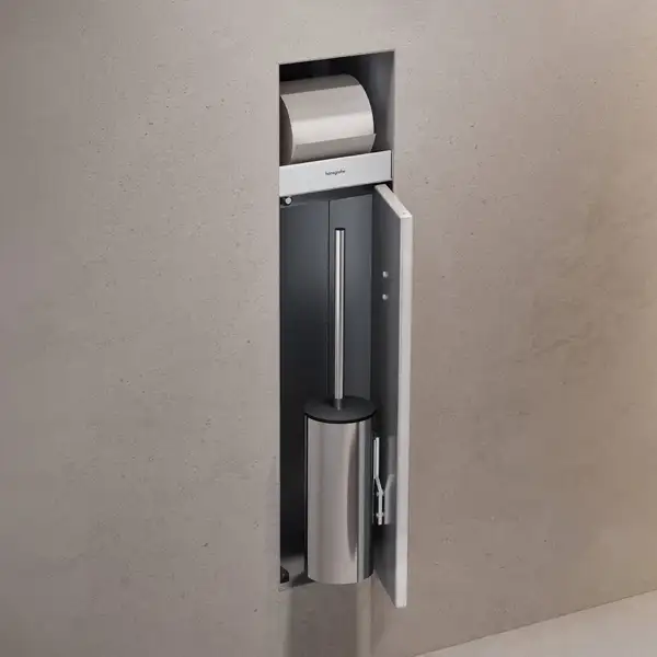 Вбудований тримач для йоржика та туалетного паперу Hansgrohe XtraStoris Rock, колір - Matt White  56062700