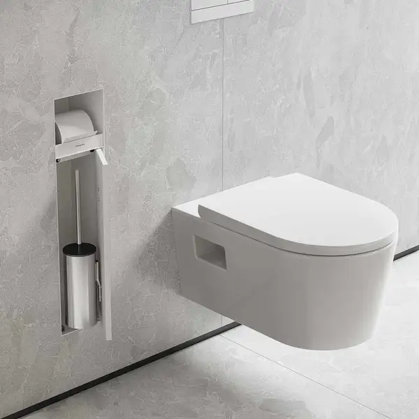 Вбудований тримач для йоржика та туалетного паперу Hansgrohe XtraStoris Rock, колір - Matt White  56062700