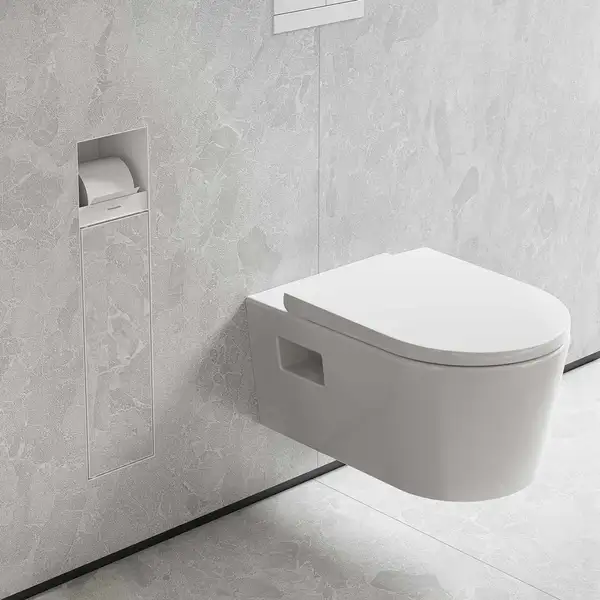 Вбудований тримач для йоржика та туалетного паперу Hansgrohe XtraStoris Rock, колір - Matt White  56062700