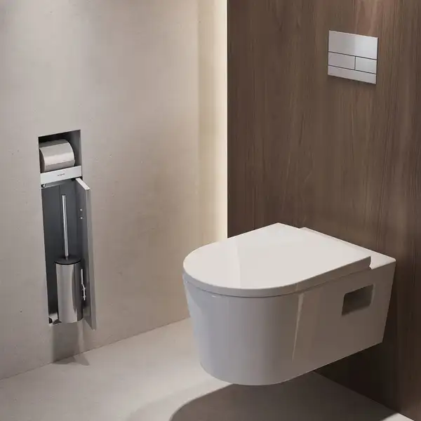 Вбудований тримач для йоржика та туалетного паперу Hansgrohe XtraStoris Rock, колір - Matt White  56062700