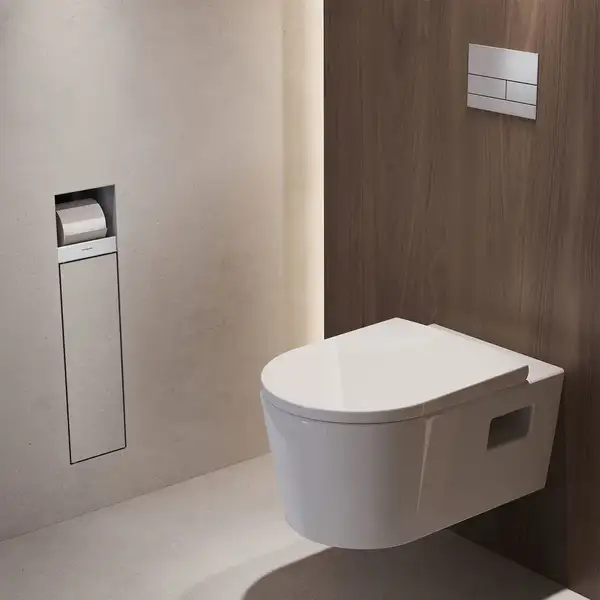 Вбудований тримач для йоржика та туалетного паперу Hansgrohe XtraStoris Rock, колір - Matt White  56062700