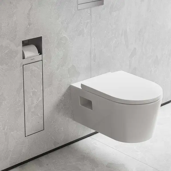 Вбудований тримач для йоржика та туалетного паперу Hansgrohe XtraStoris Rock, колір - Brushed Stainless Steel  56062800