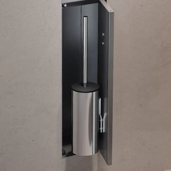 Вбудований тримач для йоржика та туалетного паперу Hansgrohe XtraStoris Rock, колір - Brushed Stainless Steel  56062800