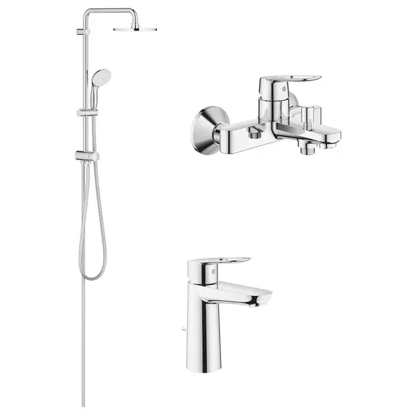 Набор смесителей для ванны 3-в-1 Grohe Bau Loop/New Tempesta (цвет - хром) (123214TM) фото 1 Aquada.com.ua