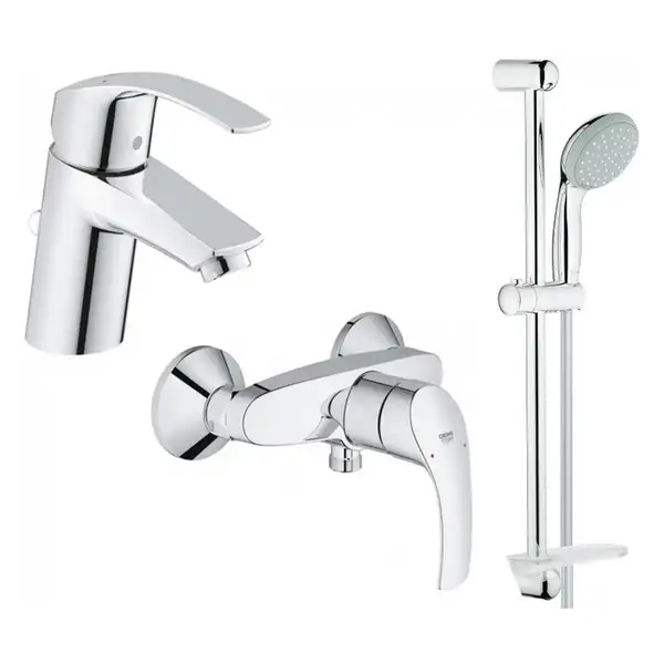Набор смесителей для ванны 3-в-1 Grohe Eurosmart S (цвет - хром) (123244S) фото 1 Aquada.com.ua