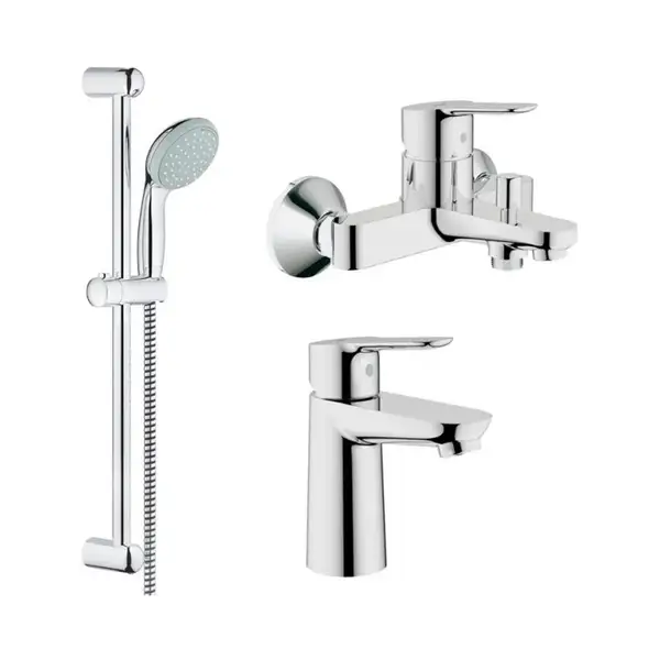 Набор смесителей для ванны 3-в-1 Grohe Bau Edge S (цвет - хром) (123265S) фото 1 Aquada.com.ua