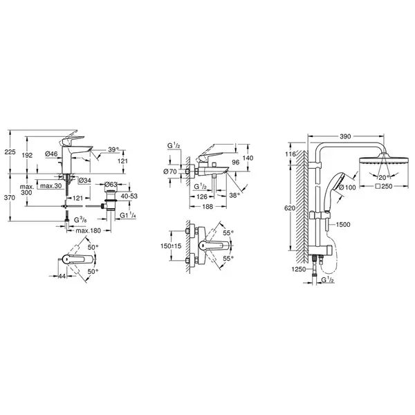 Grohe Start Набір змішувачів 3-в-1, хром (UA202305RM)