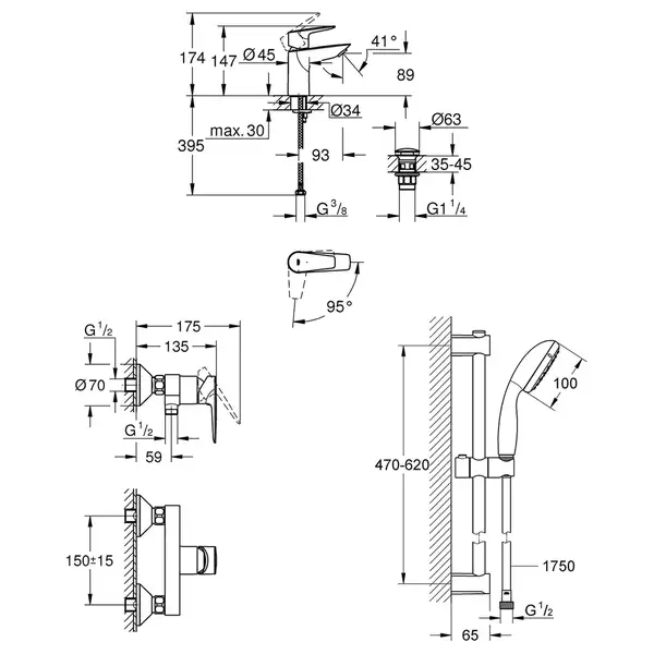 Grohe StartEdge Набір змішувачів для душу S-Size, хром (UA202502SE)