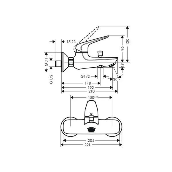 Набор смесителей для ванны 3-в-1 Hansgrohe Novus/Crometta Vario (цвет - хром) (1152019) фото 7 Aquada.com.ua