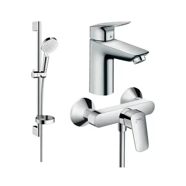 Набір змішувачів для душу Hansgrohe EcoSmart Logis 100 (71104000 + 71600000 + 26553400), хром (20200007)