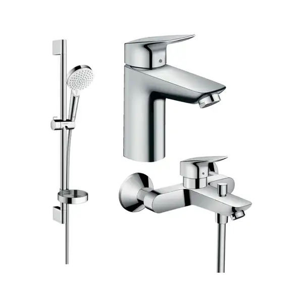 Набір змішувачів для ванни Hansgrohe EcoSmart Logis 100 (71104 + 7140 + 26553400), хром (20200008)