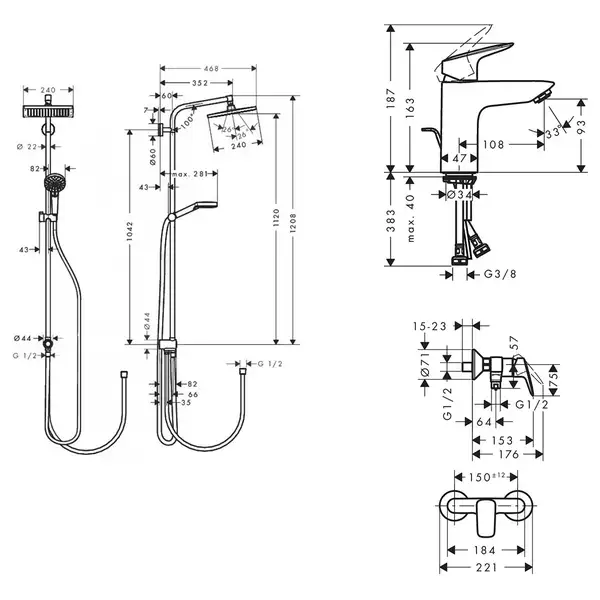 Набір змішувачів для душу Hansgrohe EcoSmart Logis 100 / Crometta Reno (20200014)