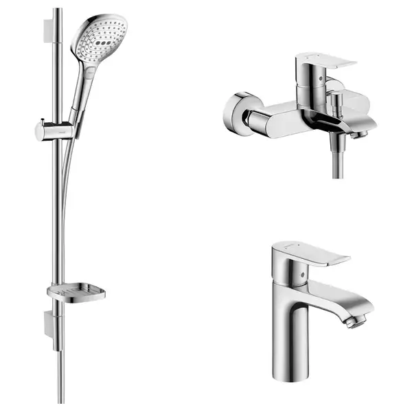 Набор смесителей для ванны 3-в-1 Hansgrohe Metris/Raindance Select E (цвет - хром) (31480112) фото 1 Aquada.com.ua