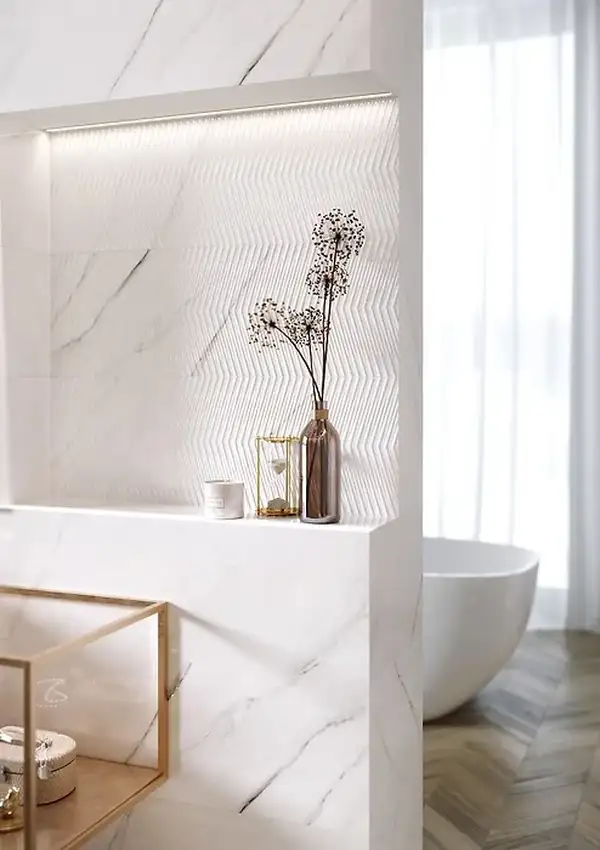 OPOCZNO Плитка стінова Carrara Chic White Chevron GLOSSY STR 29x89 код 3518 Опочно (TWZR1022477854)