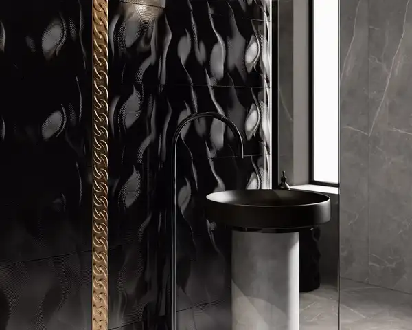 Плитка стінова Night Queen Black RECT Блиск 39,8x119,8 код 8713 Ceramika Paradyz (S-R-0,4X1,2-1-NIQU.BK)