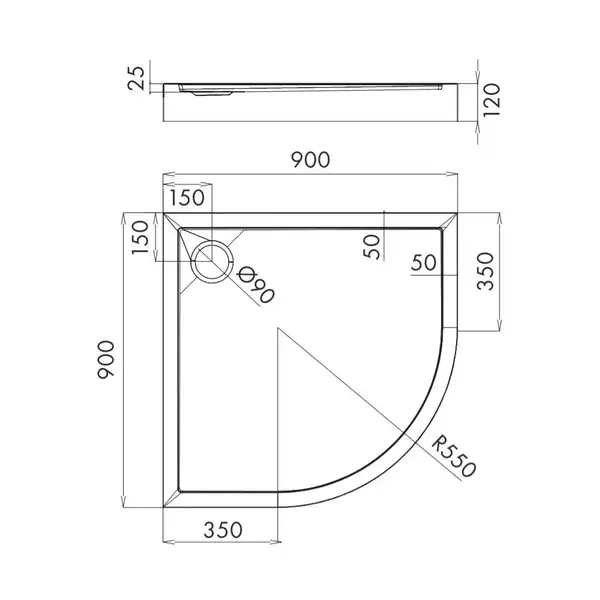 піддон Omnires Camden 90x90 (CAMDEN90/OBP)