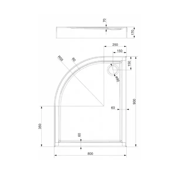 піддон Omnires Riverside 80x90 (Riverside80/90/PBP) (RIVERSIDE80/90/PBP)