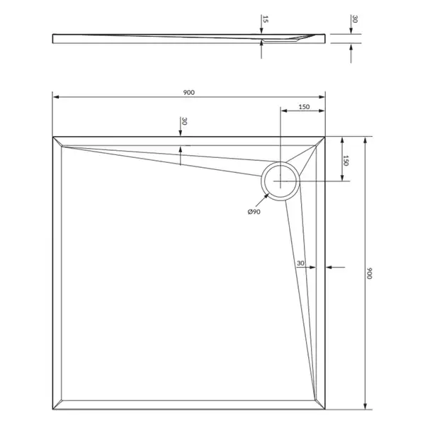 піддон Omnires Stone 90x90 (STONE90/KBM)