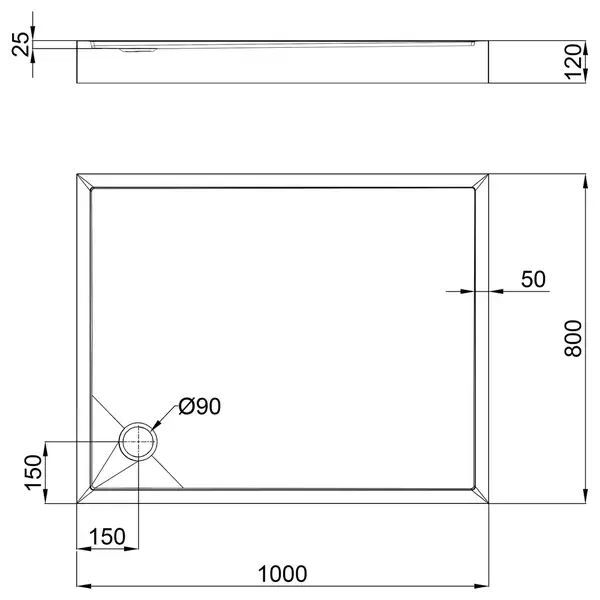 Qtap Tern Душовий піддон 100x80x12 см, білий (TERN301812C)