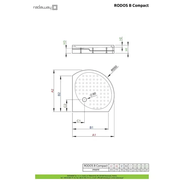 Radaway Rodos B Compact Душовий піддон, білий (4D99155-03)