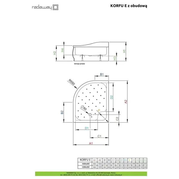 Radaway Korfu E Душовий піддон 120x90 см, правий (4E91240-03R)