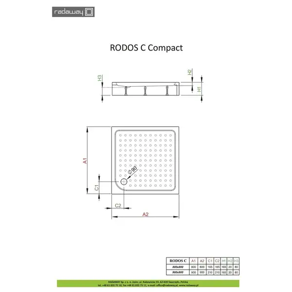 Radaway Rodos C Compact Душевой поддон, белый (4K88155-04)