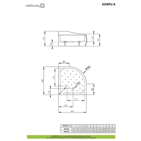 Radaway Korfu A Піддон душовий кутовий, білий (4S99400-03)
