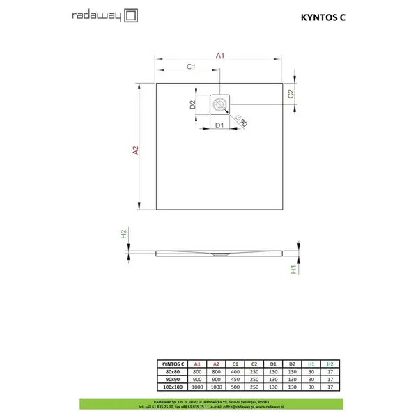 Radaway Kyntos C Душовий піддон 90x90 см, білий (HKC9090-04)