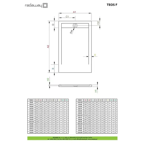 Душовий піддон Teos F 120x80 см white, RADAWAY (HTF12080-04)