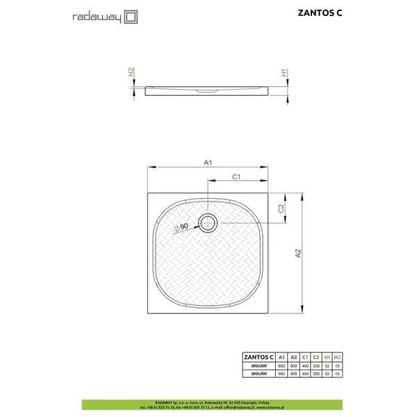 Душовий піддон Zantos C 90x90 см, RADAWAY (M3ZNC9090-06)