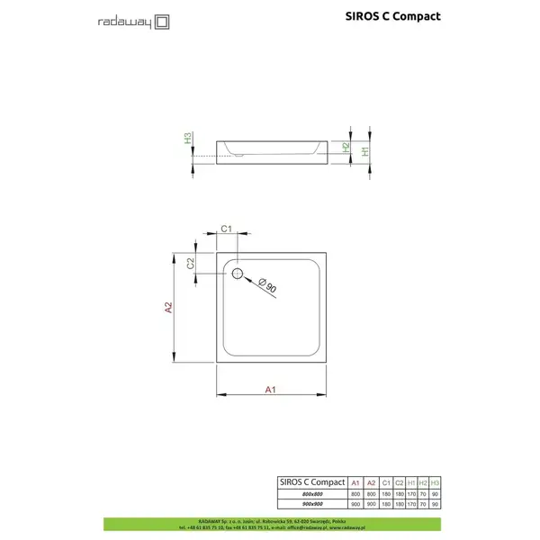 Radaway Siros C Compact Душовий піддон 80x80 см, білий (SBC8817-2)