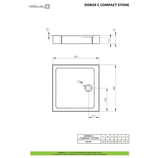 Radaway Doros C Душовий піддон 90x90, білий (SDRC9090-05-04S)