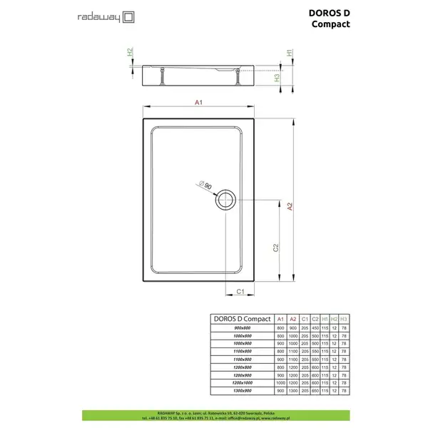 Radaway Doros D Compact Душовий піддон 110x80 см, білий (SDRD1180-05)