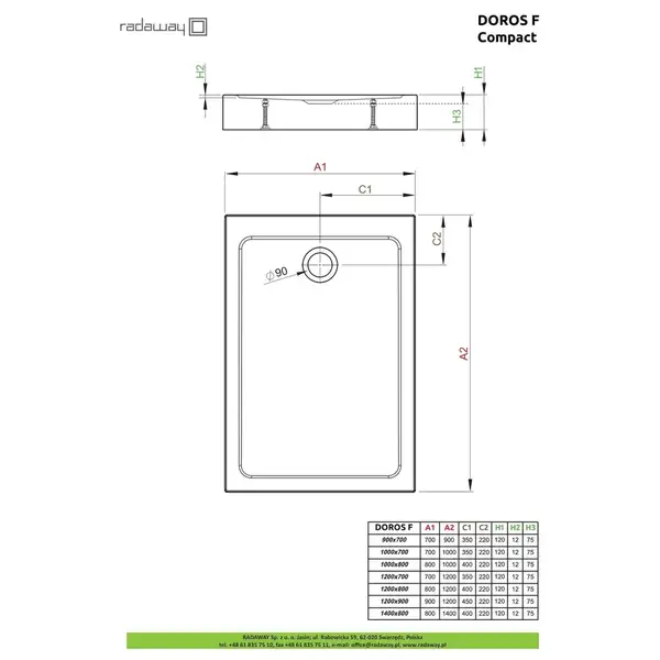 Radaway Doros F Compact Душовий піддон 120x80, білий (SDRFP1280-05)