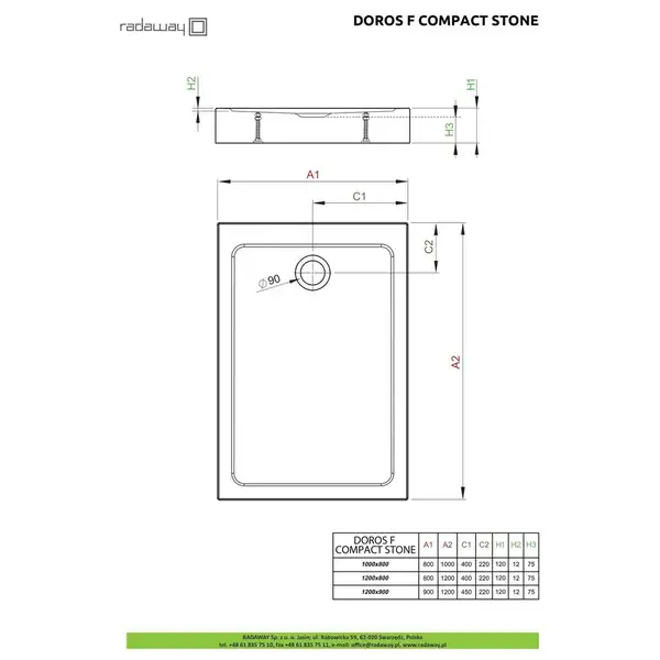 Radaway Doros F Compact Душовий піддон, антрацит (SDRFP1290-05-64S)