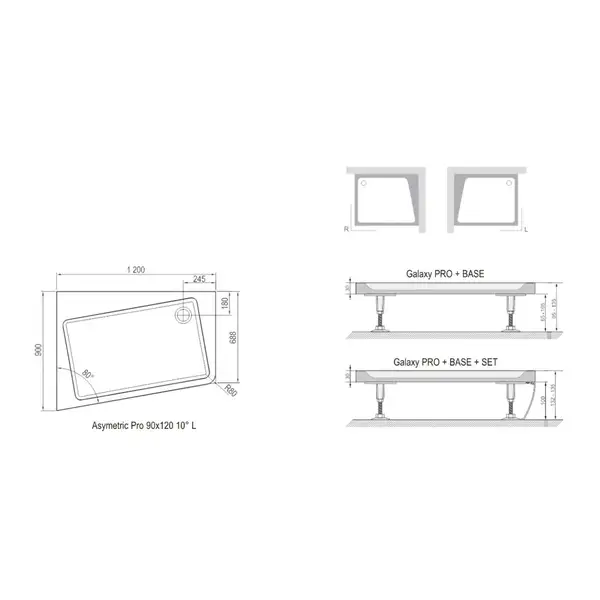 Ravak Asymetric Pro Панель для піддона 120x90 L (XA95G70101L)