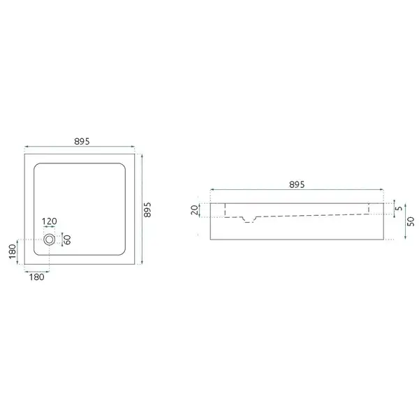 Душовий Піддон + сифон REA EGO Slim 80x80x5 REA-K011P