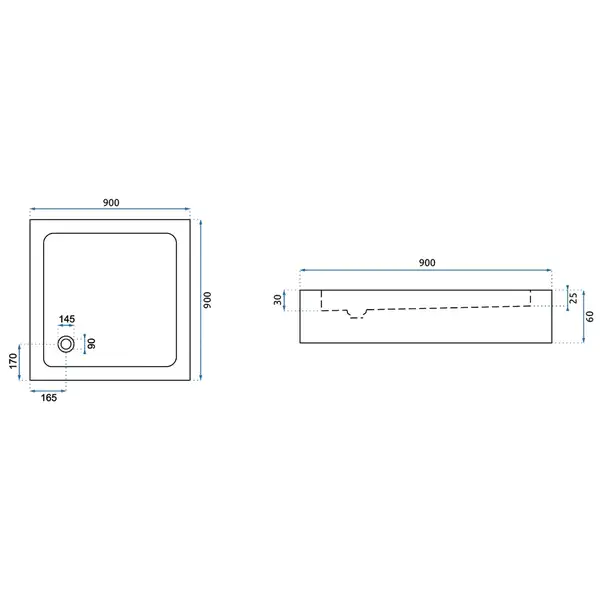 Rea Savoy Душовий піддон 90x90, чорний (REA-K4803)