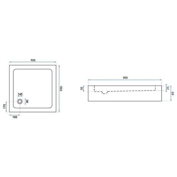 Rea Savoy Душовий піддон 90x90, чорний (REA-K4803)